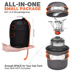 Ensemble de cuisine portable pour le camping en plein air, comprenant une cuisinière à gaz et des ustensiles pour le camping et les pique-niques - Product Image 5