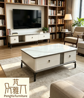 Ensemble de meubles de salon modernes : table basse en verre et meuble TV avec rangement, conçu pour la table basse en verre cristal de jade