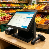 Sistema POS Rich Ports Todo en Uno con Pantalla Táctil, Caja Registradora con Windows, Diseño sin Ventilador para Restaurante, Cafetería, Tienda Minorista