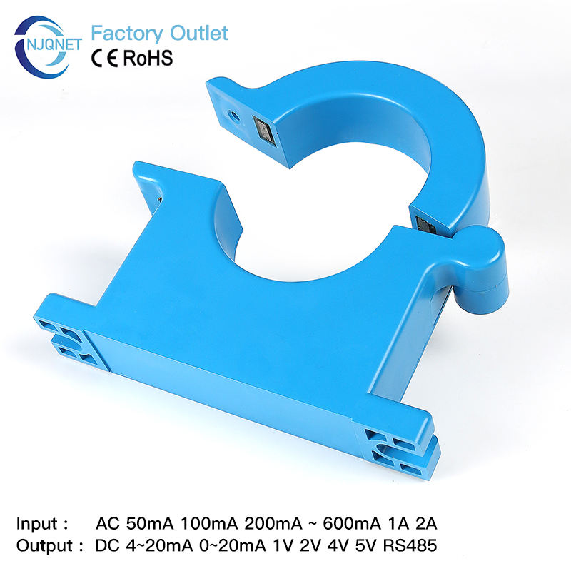 AC Leakage Current Sensor QNLCK1-80 300mA 600mA 1A Output 4-20mA RS485 Split Core Current Transducer Residual Current Sensor