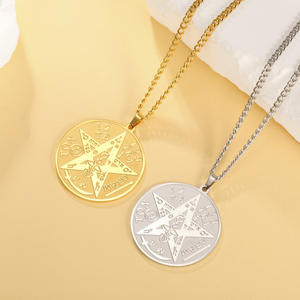 Bijoux religieux Amulettes juives mystiques 7 chakra wiccan gothique <span class=keywords><strong>satanique</strong></span> pentagramme <span class=keywords><strong>étoile</strong></span> tetragramaton pendentif collier - Product Image 5