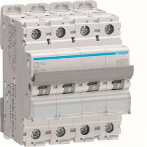 NRN425 Personalizzabile con Interruttore Automatico Miniaturizzato Hager 25kA 4P curva C 25A 4M - Product Image 1
