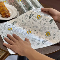 Papier d'emballage alimentaire en aluminium imperméable et résistant à la graisse, de qualité supérieure, à usage unique, conçu sur mesure pour l'emballage des aliments frits
