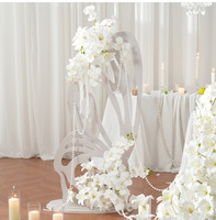 Rangkaian Bunga Pernikahan Gaya Romantis Impian, Bunga Lily Putih Buatan, Bahan Polyester, Buatan Tangan Murni