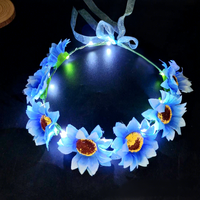 Guirlande Lumineuse Tournesol, Couronne de Fleurs LED Clignotante Faite à la Main en Résine Plastique, Style Mori Girl, pour Attractions Touristiques et Marchés Nocturnes