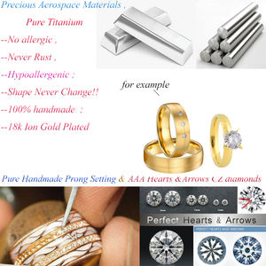 Bague en or plaqué or 24 carats, grosse bague en diamant cz, amour <span class=keywords><strong>couple</strong></span>, ensembles de bagues de fiançailles, bague en or, bijoux femme joyas anillos oro - Product Image 4