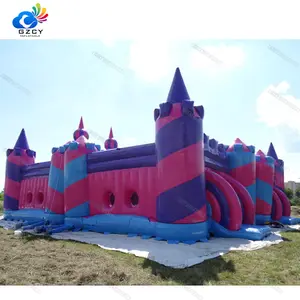 New design inflatable amusement park slide inflatable Playground Purple and pink jumping castle house for kids