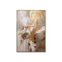 Décoration d'intérieur moderne 100% peinte à la main abstraite or peinture à l'huile décoration murale avec thème feuille toile faite à la main cadeau encadré