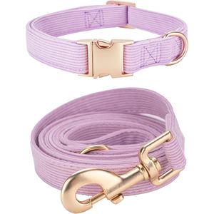 Kalung anjing korduroi/beludru, setelan tali anjing dan kalung anjing grosir garis panjang penuntun hewan peliharaan warna mewah untuk anjing kecil ukuran sedang dan besar - Product Image 5