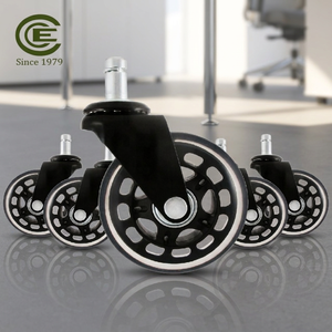 ล้อเปลี่ยนเก้าอี้สำนักงาน CCE Caster แพ็ค 5 ชิ้น สีดำ พลาสติก แกนโลหะ ลูกปืนคู่ รับน้ำหนักเบา สำหรับโรงแรม ห้องนั่งเล่น - Product Image 3