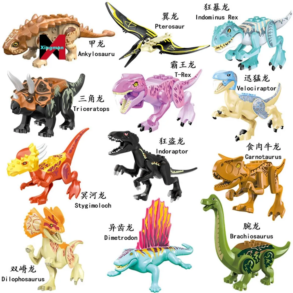 Dinossauro building block set Dragão blindado Tyrannosaurus brachiosaurus pterossauro Velociraptor Spinosaurus Vaca dragão pequeno