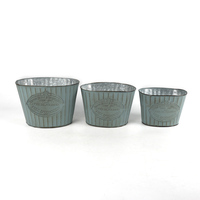 Oval Vintage Penanam Logam Murah Pot Bunga Taman Logam Tiga Potong Farmhouse Bunga Ember Kontainer Kemasan/Hadiah