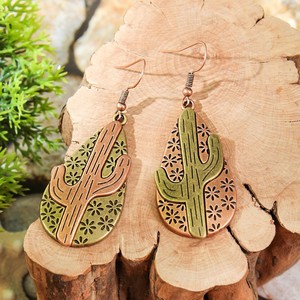 Pendientes Colgantes con Diseño de Cactus, Chapados en Cobre Antiguo, Estilo Bohemio, Joyería de Moda para Mujer, Pendientes de Aleación 2024 - Product Image 4