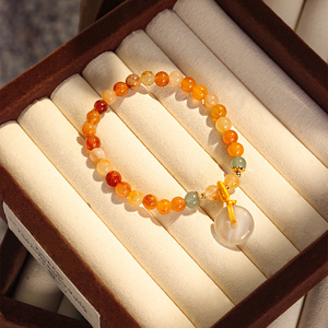 Pulsera de cuentas de la serie de gemas amarillas Nobility al por mayor, diseños mixtos, pulsera minimalista con colgante de ágata amarilla y jade - Product Image 3