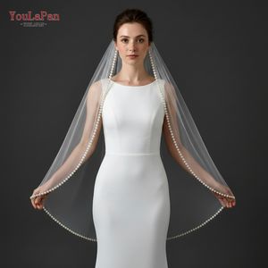<span class=keywords><strong>Voile</strong></span> de mariée simple et élégant YouLaPan à une seule couche, décoré de perles de haute qualité, en tissu de maille transparente V119 - Product Image 4