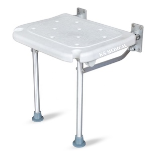 KSMED Wall Mounted <b>Folding</b> Bath <b>Stool</b> KSM-SC Waterproof Shower Seat Bath Shower Chair With Plastic Seat Two Legs - Product Image 1