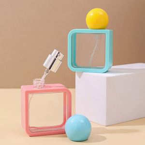 Factory Shipped Portable Square Cosmetic Perfume Dispenser 40Ml Plastic Green <b>Pink</b> Light Blue Color Options - Product Image 4
