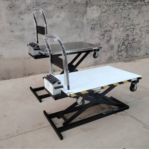 Jin Rong Electric Hydraulic Lifting Trolley 1200x600 Mm Steel Frame Factory Repair Hand <b>Cart</b> Four <b>Wheel</b> Platform - Product Image 2
