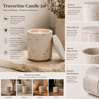 Porte-bougie en travertin naturel beige Wabi-Sabi, résistant à la chaleur, pour bougies et articles divers, décoration intérieure