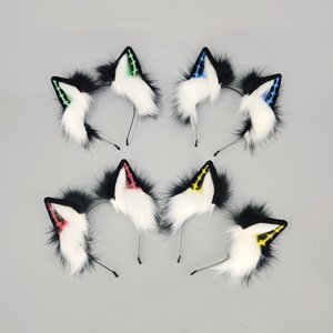E0095 ikat kepala telinga hewan bulu palsu aksesori rambut telinga rubah gaya gelap Punk kepala telinga serigala properti Cosplay untuk Anime - Product Image 6