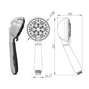 Doccetta a mano di lusso a 6 funzioni ad alta pressione e risparmio idrico con finitura cromata, design moderno per uso alberghiero, garanzia di 3 anni - Product Image 3