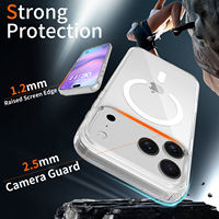 Casing HP Transparan Anti Benturan TPU+Akrilik dengan Tombol Kontrol Kamera AI Magnetik Kuat N52 untuk iPhone 16 17 18 Pro Max