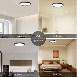 Black Round Surface Ceiling <strong>Light</strong> 12Inch 24W 5CCT Selectable 3000LM Slim <strong>LED</strong> Ceiling <strong>Light</strong> for <strong>Hallway</strong> Bedroom Kitchen - Product Image 6
