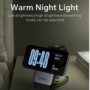 Chargeur sans fil 3-<span class=keywords><strong>en</strong></span>-1 magnétique pliable <span class=keywords><strong>avec</strong></span> veilleuse, support de charge rapide 15W pour montre, <span class=keywords><strong>en</strong></span> alliage d'aluminium, portable, vente <span class=keywords><strong>en</strong></span> <span class=keywords><strong>gros</strong></span> - Product Image 5