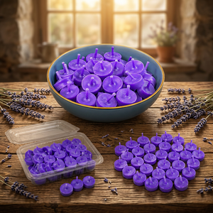 Purple Round Votive <b>Candles</b> Pure cow ghee Scented Floral Home Decoration Minimalist Style Hand Made 1 Wicks battis - Product Image 4