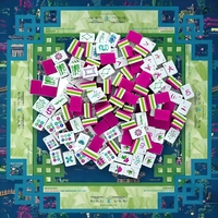 Mahjong Amerika Warna Magenta Lime Green dengan Alas, 32mm 4-Lapisan 160PCS Ubin Akrilik Berukir untuk Pesta Taman Mewah