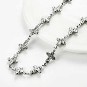 Pendentif croix creuse 8 mm en acier inoxydable, collier chaîne à maillons, bracelet unisexe pour anniversaire religieux, fabrication de bijoux DIY personnalisée - Product Image 4