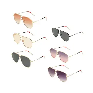 Óculos de sol geométrico dourado rosa, óculos de sol brilhante, personalizado, ponte duplo, aviação, retrô, para mulheres