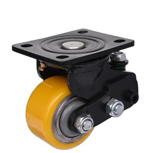 4 Zoll Schwenkbare Industrielle Schwerlast-Lenkrolle Trolley Faltbare Flachrad PU-Plattenrollen - Product Image 4