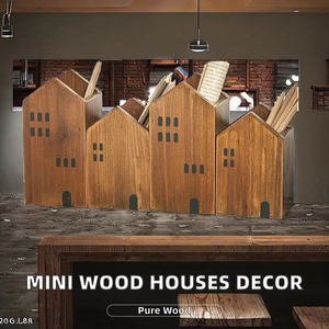 Mini Casa di Natale Esagonale in Legno Inciso per Decorazione Rustica a Più Livelli - Product Image 2