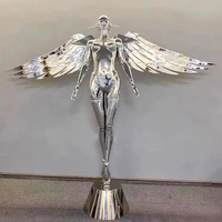 Usine personnalisée lumière LED décorative fille Robot Sculpture taille réelle fibre de verre pour la maison hôtel décoration intérieure résine Art