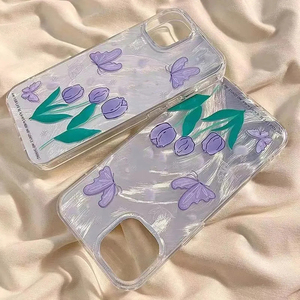 Funda protectora para teléfono IMD de doble capa con diseño de mariposa y flor de plumas moradas, compatible con Xiaomi, Samsung, Oppo y Vivo - Product Image 4