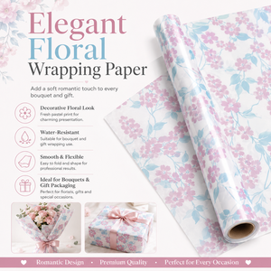 Custom Eco-Friendly Pink flower <b>Pattern</b> Gift Wrap <b>Paper</b> Roll Double-Sided Coated Recyclable 100GSM Digital Printing <b>Paper</b> - Product Image 1