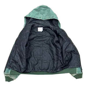 سترة عمل مخصصة من قماش البط القطني مع سترة مبطنة كبيرة الوزن الثقيل باهتة بغطاء رأس عامل بسحاب لغسيل الأحماض بغطاء رأس - Product Image 4