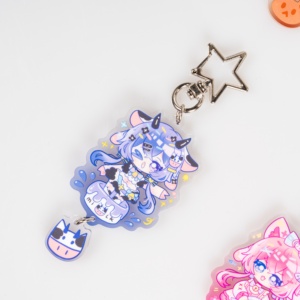 Dessin animé imprimé Q Version <span class=keywords><strong>attaque</strong></span> Titan figurines d'anime UV imprimé acrylique Cosplay bijoux en plastique porte-clés pour cadeau d'amis - Product Image 2