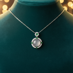 Qingyabailu Feicui - Juego de Plata 925 con Cristal de Alta Calidad y Dije de Jadeíta Natural, Estilo Clásico para Aniversario - Product Image 3