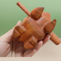 Handmade Percussion Musical Instrument Wooden Frog Craft Toy Wooden Ornament Frog Statues Souvenir
