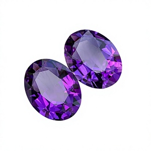 Par de Gemas Sueltas de Amatista Sintética, Corte Brillante, Facetadas, Color Púrpura Calibrado, Alta Calidad, con Efecto de Cambio de Color, para Anillos, Colgantes y Pendientes - Product Image 1
