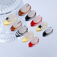 Faux ongles en acrylique faits à la main, à couverture complète, à pois français, pré-dessinés, 10 pièces, pour femmes