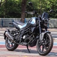 Moto d'occasion Benelli Leoncino 250, style rétro, type scrambler, haute garde au sol, à essence
