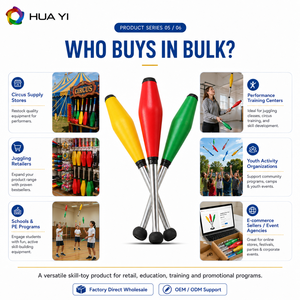 Professionele multicolor jongleerclubs <span class=keywords><strong>set</strong></span>, anti-val, duurzaam plastic, educatieve jongleerpinnen voor beginners & kinderen, show attributen - Product Image 5