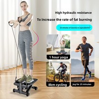 Steppeur de fitness à usage domestique avec résistance hydraulique, équipement d'exercice multifonctionnel pour la perte de poids et le tonification de la taille 35x30x18cm