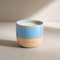 Pot en céramique bleu poussière de luxe, bougie parfumée à la cire de soja naturelle vintage, boîte cadeau personnalisée