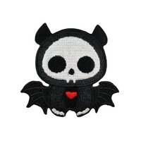 Patchs brodés crâne chauve-souris mignonnes, 1 pièce, à repasser, pour bricolage, Appliques de couture, sacs, accessoires pour vêtements