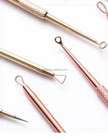 Kit de soins du visage en acier inoxydable, comédons, acné, bouton, extracteur de imperfections, Kit d'outils-or Rose et doré, 5 pièces