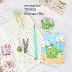 Ensemble de papeterie mignon à thème végétal avec cahier, stylos, crayon, gomme et badge pour enfants, idéal comme récompense ou cadeau de classe - Product Image 6
